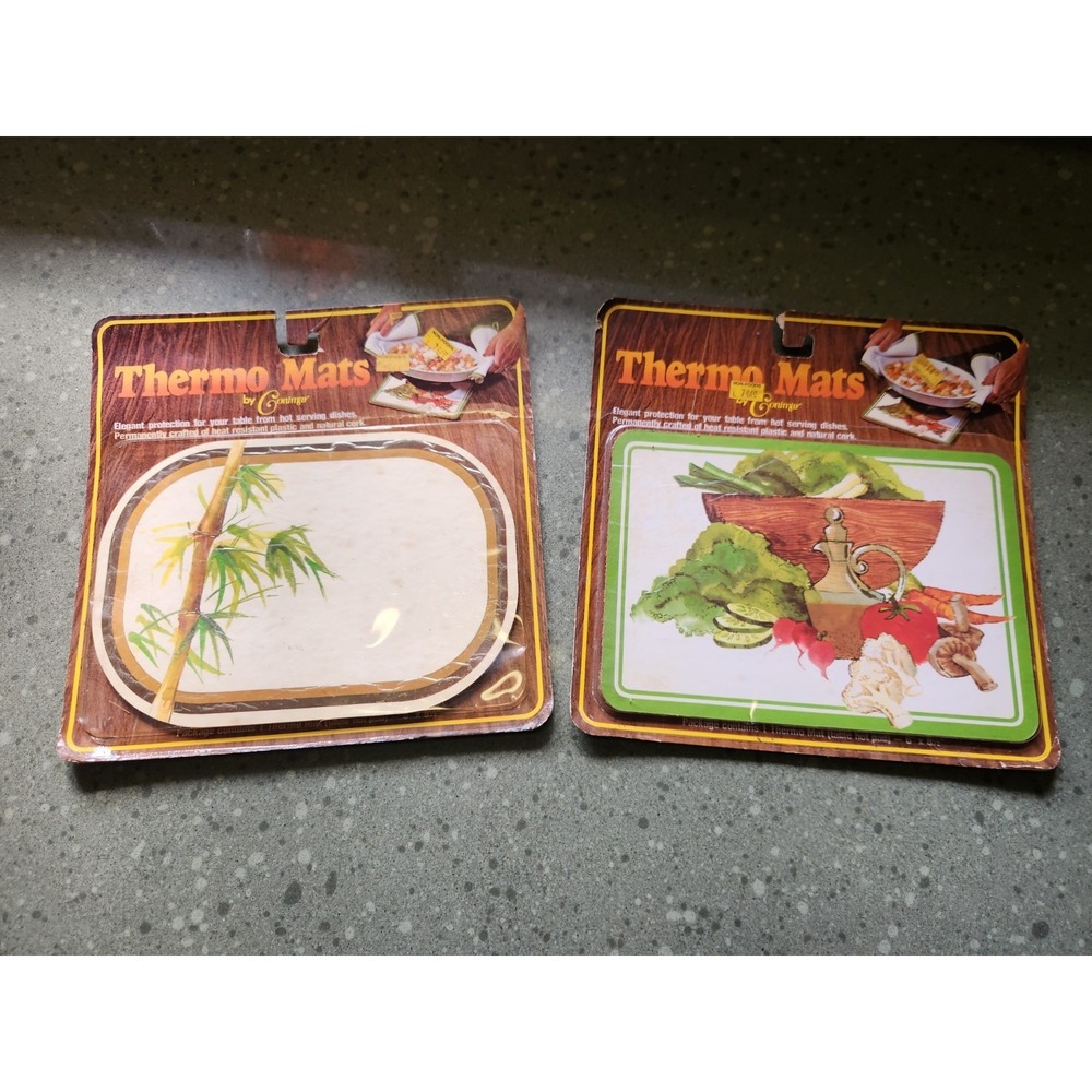 VTG 1970s Retro Conimar Kitchen Thermo Mats Set of 2, READ